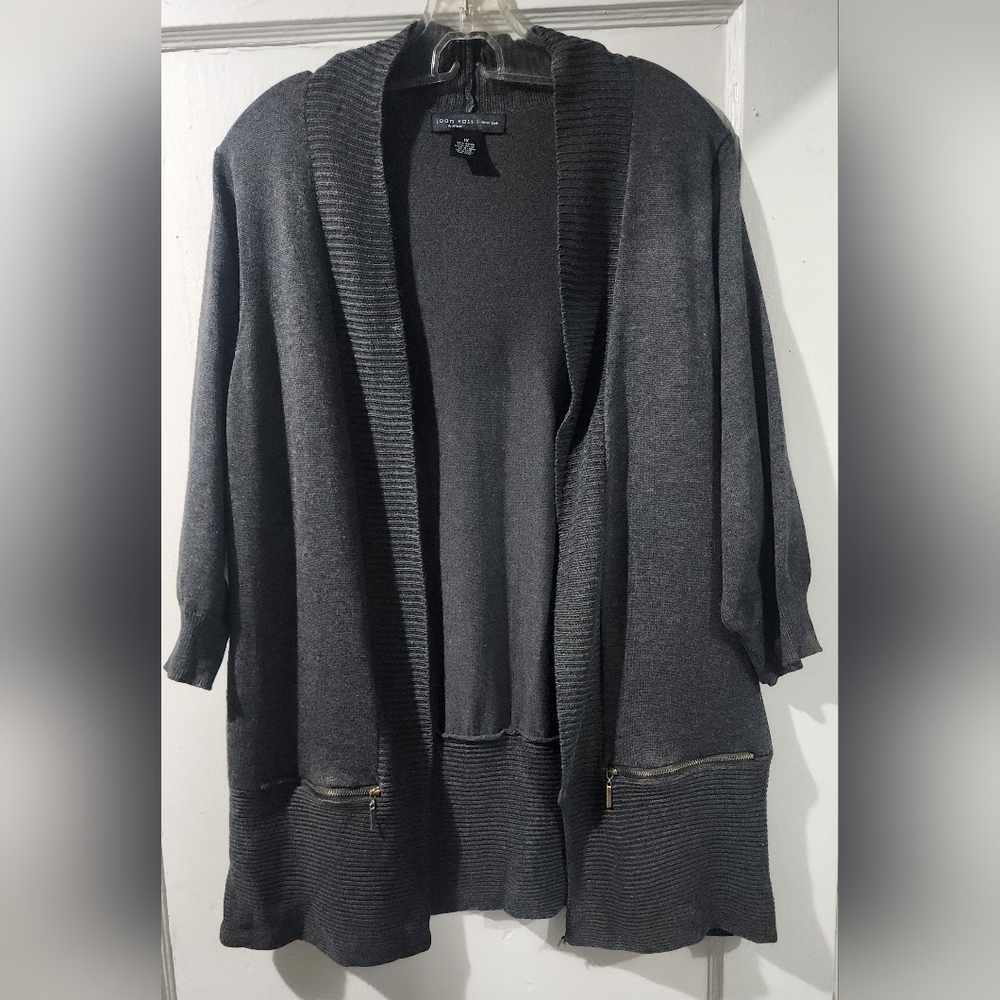 🌸🧥Joan Vass Dark Gray Open Cardigan